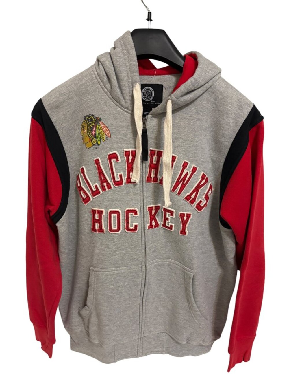 Chicago Black Hawks Full Zip Sweatshirt Size Large Embroidered GIII